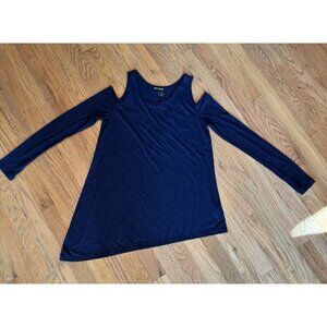 DKNY Jeans Womens cut-out shoulder long sleeze shirt/top Size Medium Navy Blue